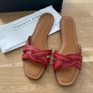 Veronica Beard Maili Vachetta Stitch Slide Sandal